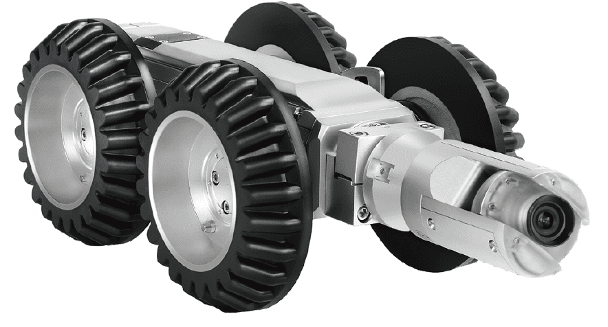 Four-wheeled robotic device with camera.